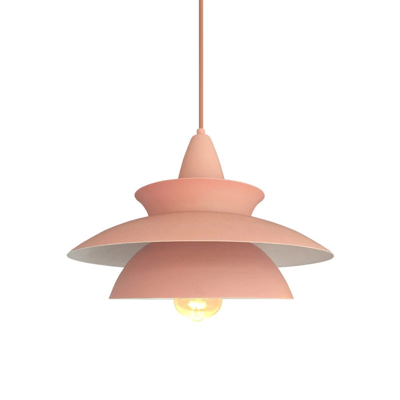 Macaron 3-laags ijzeren hanglamp 1-lichts hangende plafondlamp roze boven tafel Clearhalo