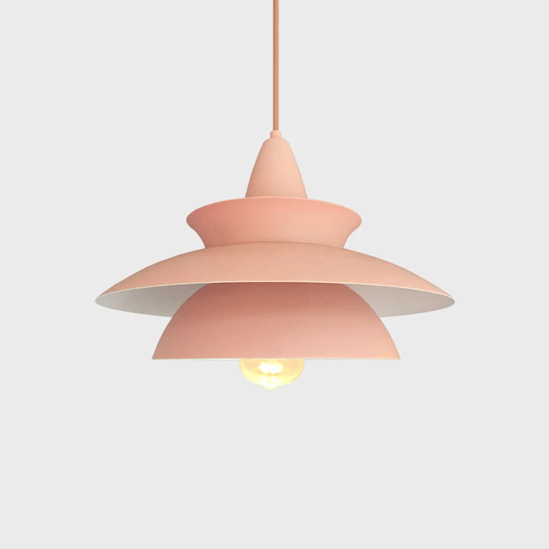 Macaron 3-laags ijzeren hanglamp 1-lichts hangende plafondlamp roze boven tafel Clearhalo