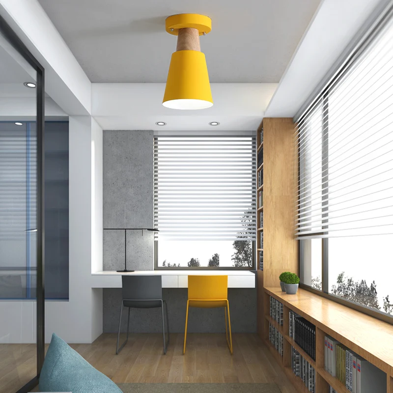 Macaron Conic Semi-inbouwlamp 1-kops metalen semi-inbouwplafondlamp grijs/roze/geel/groen Clearhalo