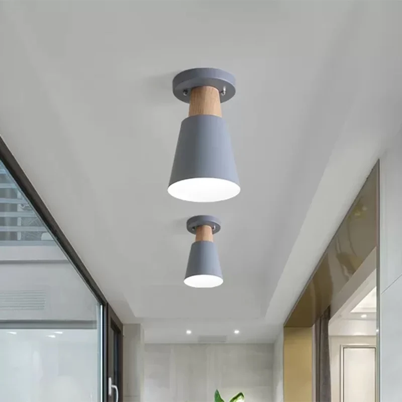 Macaron Conic Semi-inbouwlamp 1-kops metalen semi-inbouwplafondlamp grijs/roze/geel/groen Clearhalo