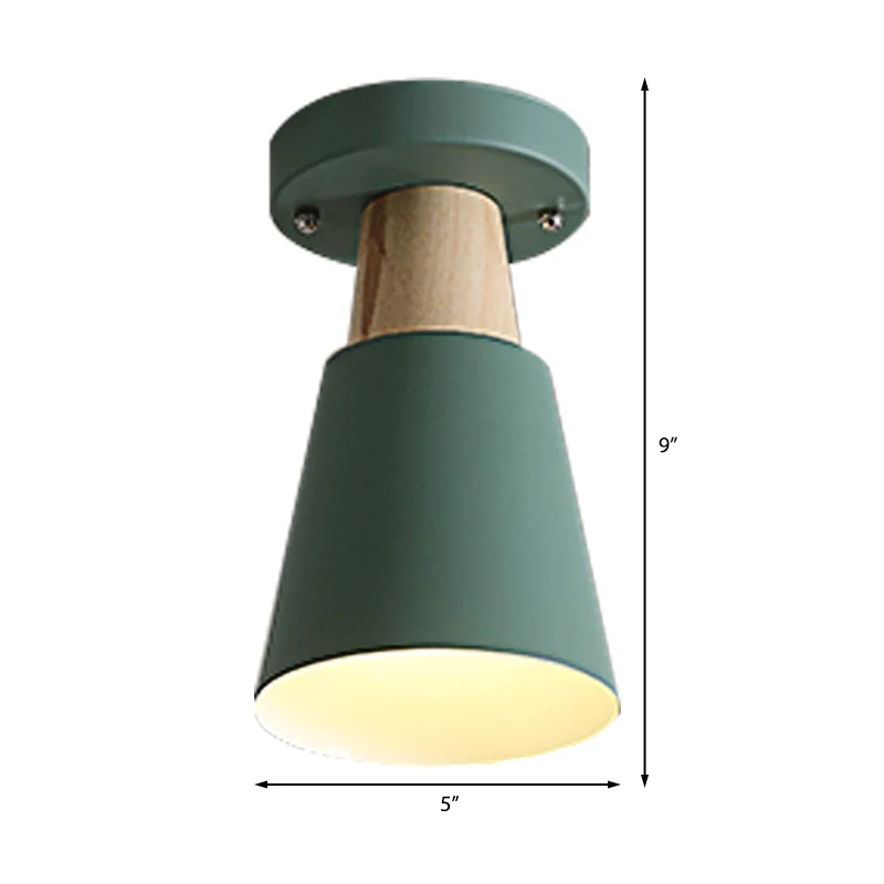 Macaron Conic Semi-inbouwlamp 1-kops metalen semi-inbouwplafondlamp grijs/roze/geel/groen Clearhalo