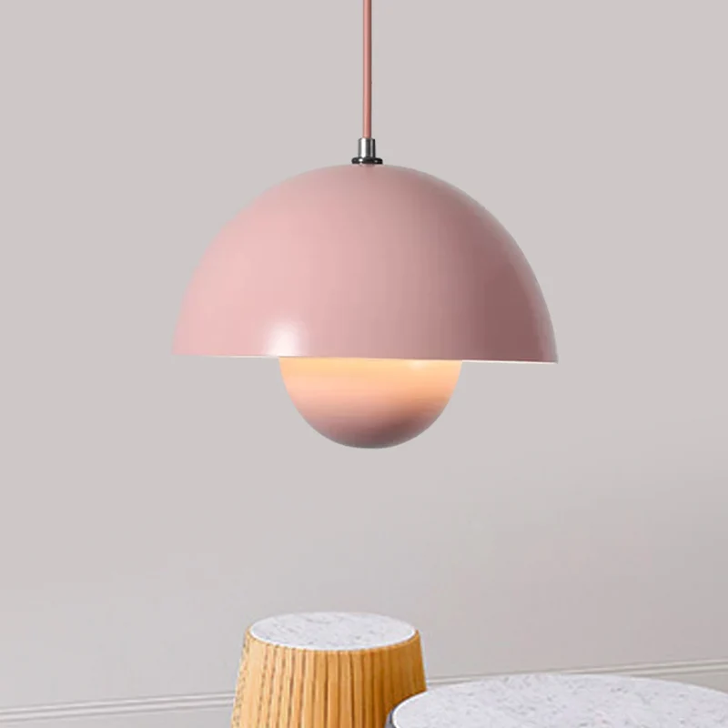 Macaron Dome hanglamp ijzer 1 kop eettafel hanglamp roze/groen/geel met innerlijke capsule diffuser Clearhalo