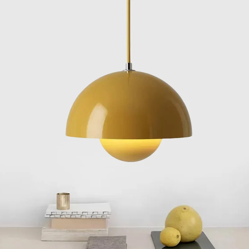Macaron Dome hanglamp ijzer 1 kop eettafel hanglamp roze/groen/geel met innerlijke capsule diffuser Clearhalo