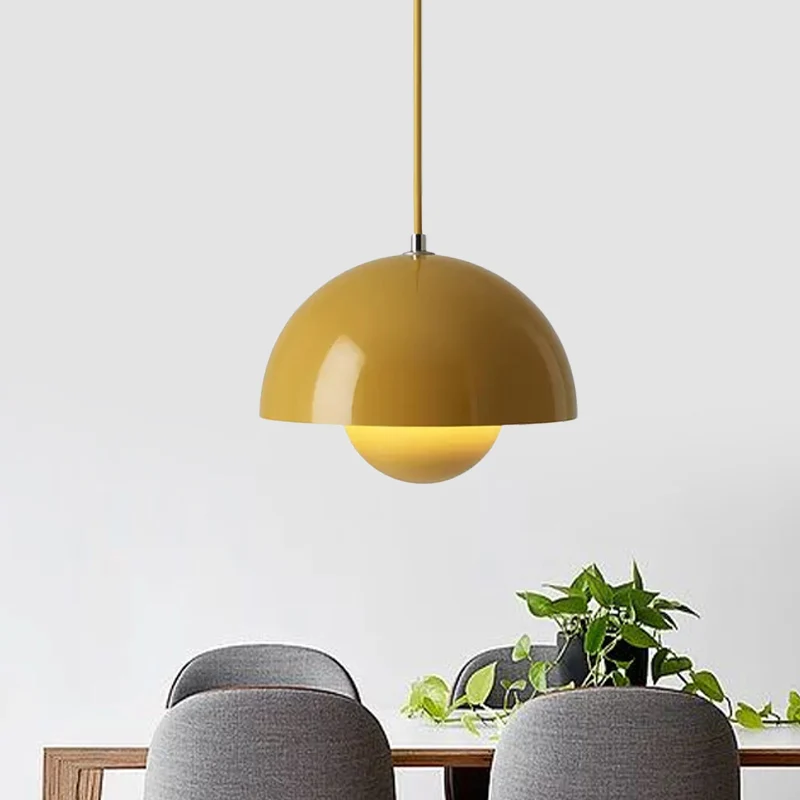 Macaron Dome hanglamp ijzer 1 kop eettafel hanglamp roze/groen/geel met innerlijke capsule diffuser Clearhalo