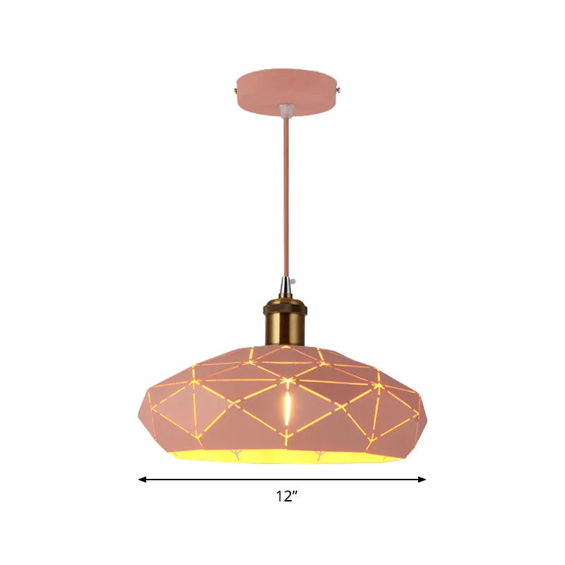 Macaron Facet Cap Shape Hanglamp Metaal 1 Kop Hanglamp voor de kleuterschool Clearhalo