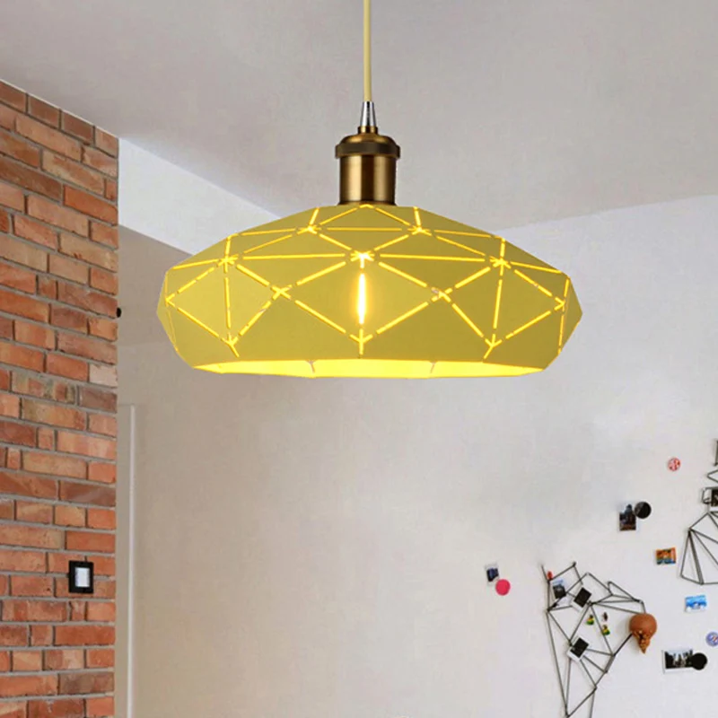 Macaron Facet Cap Shape Hanglamp Metaal 1 Kop Hanglamp voor de kleuterschool Clearhalo
