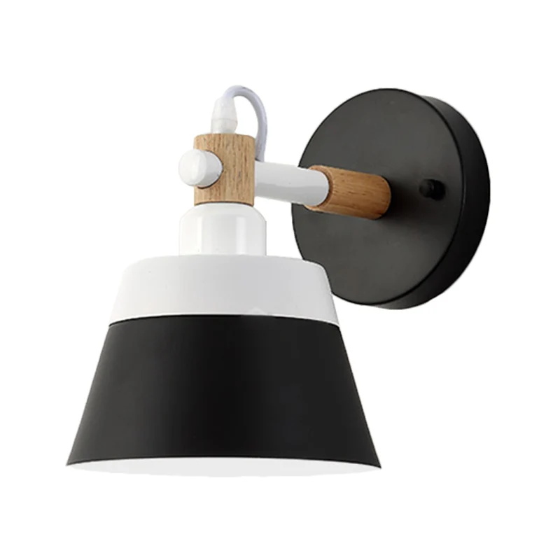 Macaron 1 Head Wandverlichting Zwart/Roze Wide Flare Sconce Lichtarmatuur met metalen kap Clearhalo