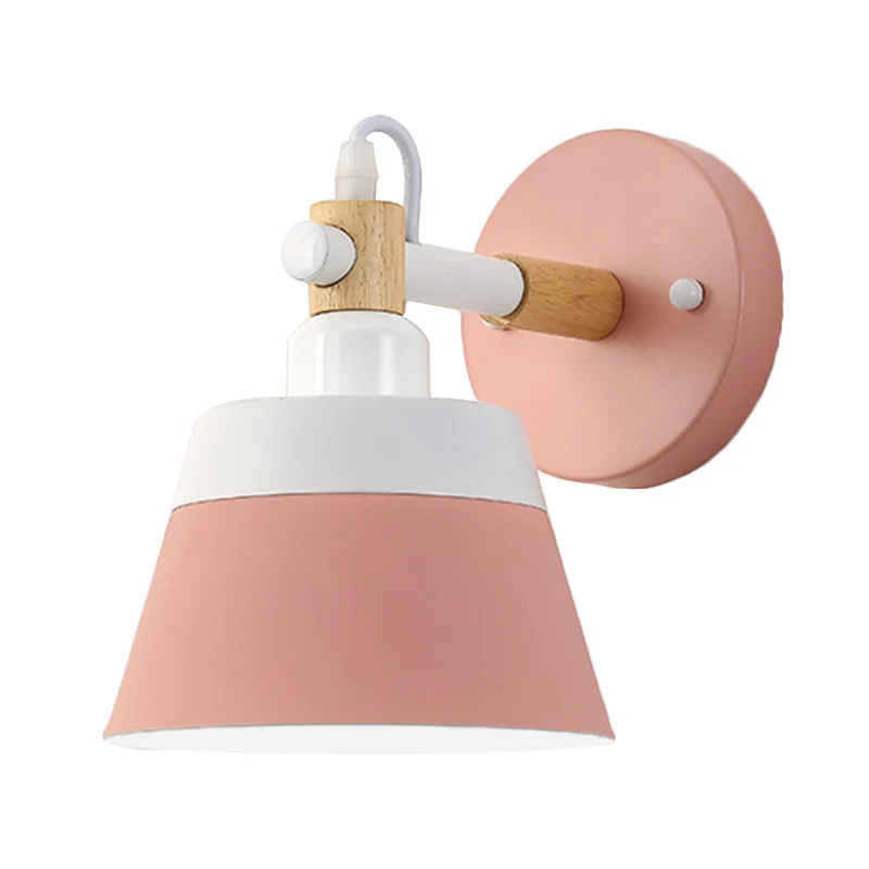 Macaron 1 Head Wandverlichting Zwart/Roze Wide Flare Sconce Lichtarmatuur met metalen kap Clearhalo