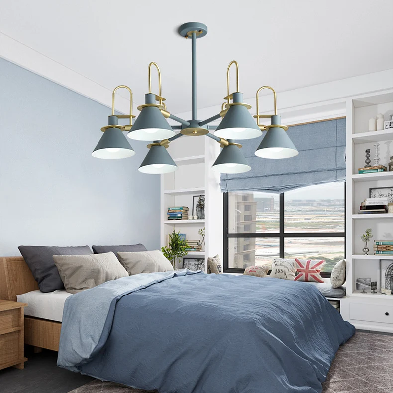 Macaron Loft Funnel Kroonluchter Metalen Undertint Hanglamp voor verpleegkamer Clearhalo