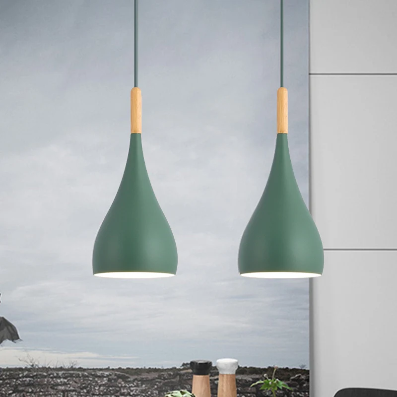 Macaron Raindrop plafondhanglamp aluminium 1-lichts eetkamer hanglampenset grijs/rood/blauw Clearhalo