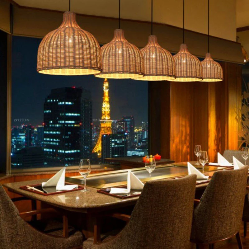 Mand ophangverlichting Minimalistisch rotan 1��Head Restaurant hangend plafondlicht Clearhalo