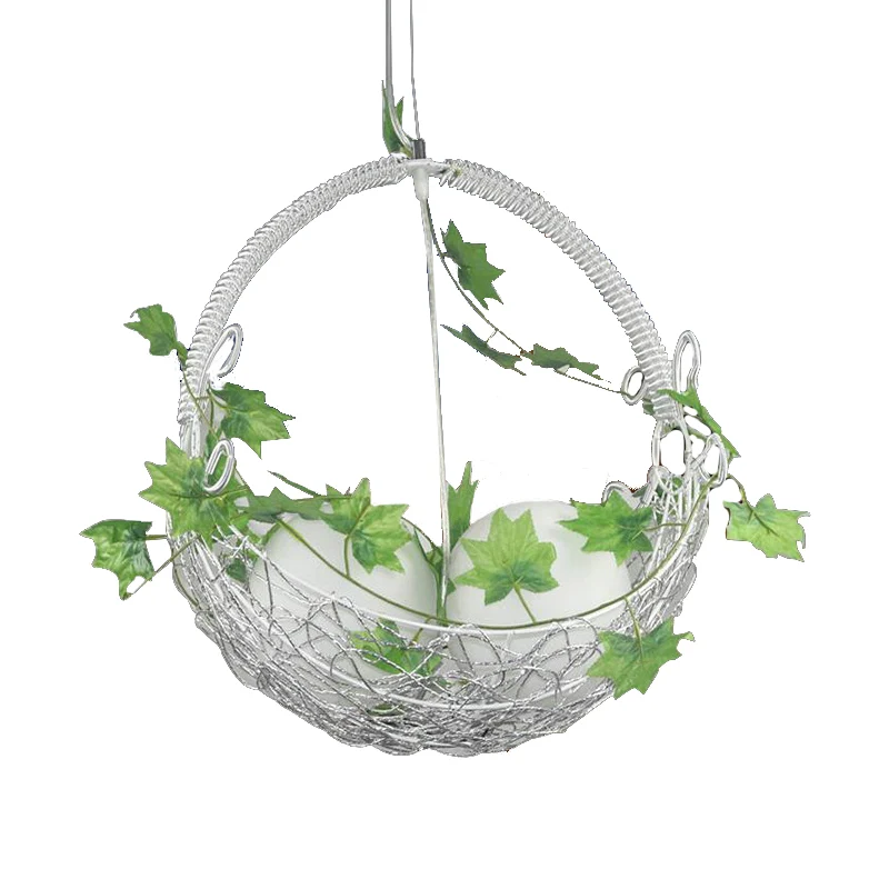 Mandkroonluchter met 2 lampen, pastorale witte metalen hanger met bolvormige opalen glazen kap en bladdecor Clearhalo