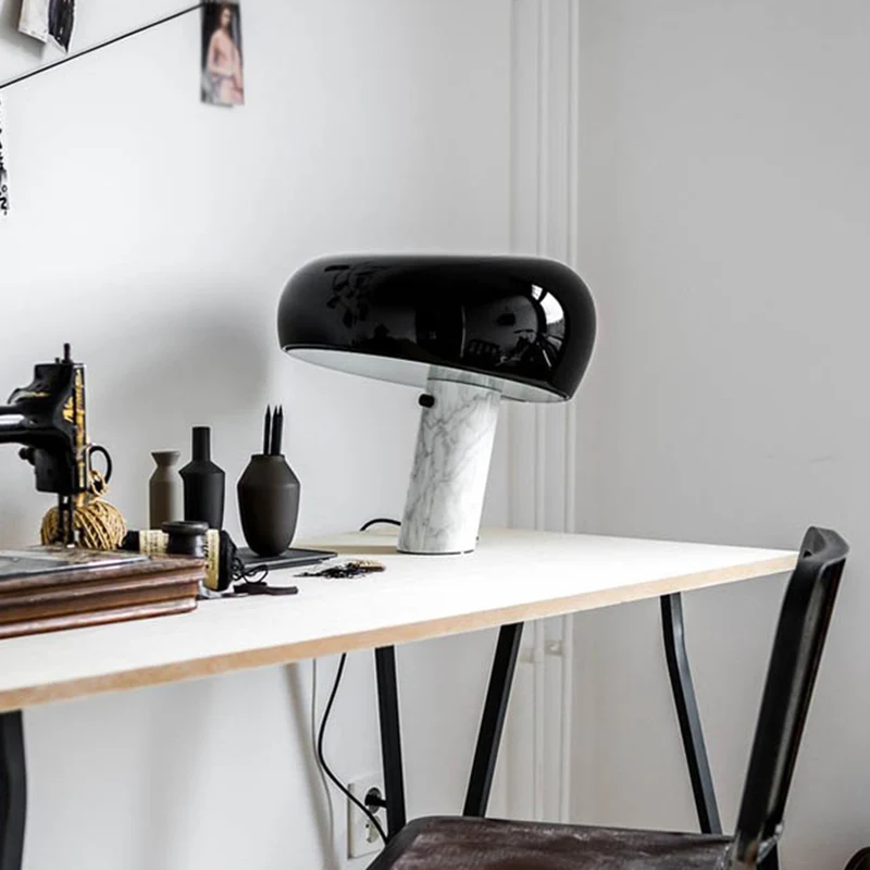 Marmeren cilindrische tafellamp Minimalistische nachtkastjeverlichting met één lamp voor het nachtkastje Clearhalo