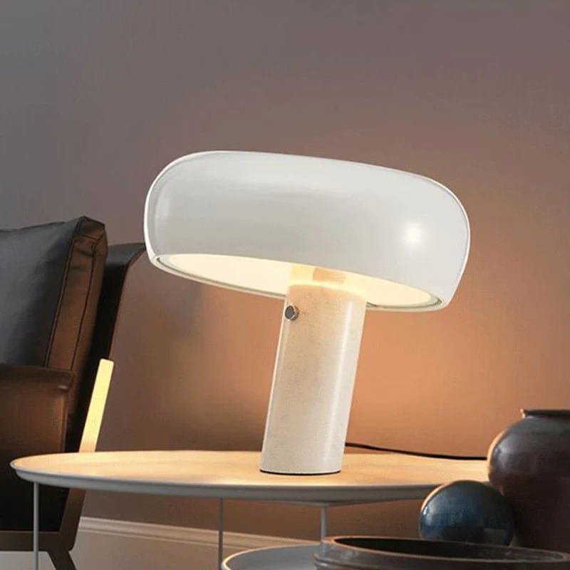 Marmeren cilindrische tafellamp Minimalistische nachtkastjeverlichting met één lamp voor het nachtkastje Clearhalo