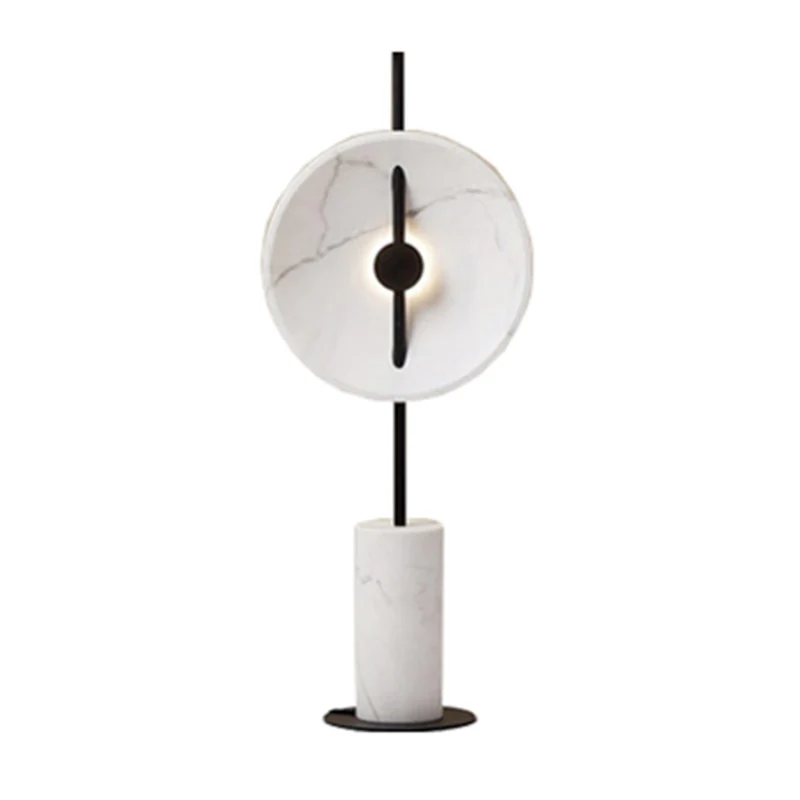 Marmeren schijf LED-stand-up lamp Minimalistische witte vloerverlichting met cilindrische voet Clearhalo