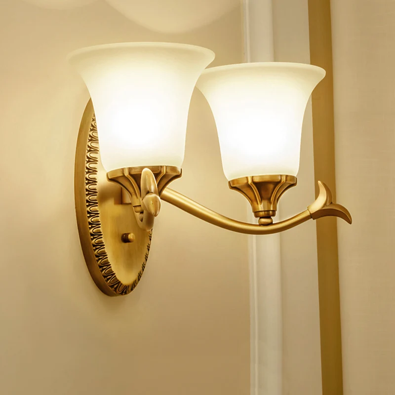 Matglas messing wandkandelaar bel 1/2-lamp vintage wandlamp met elliptische achterplaat voor studie Clearhalo