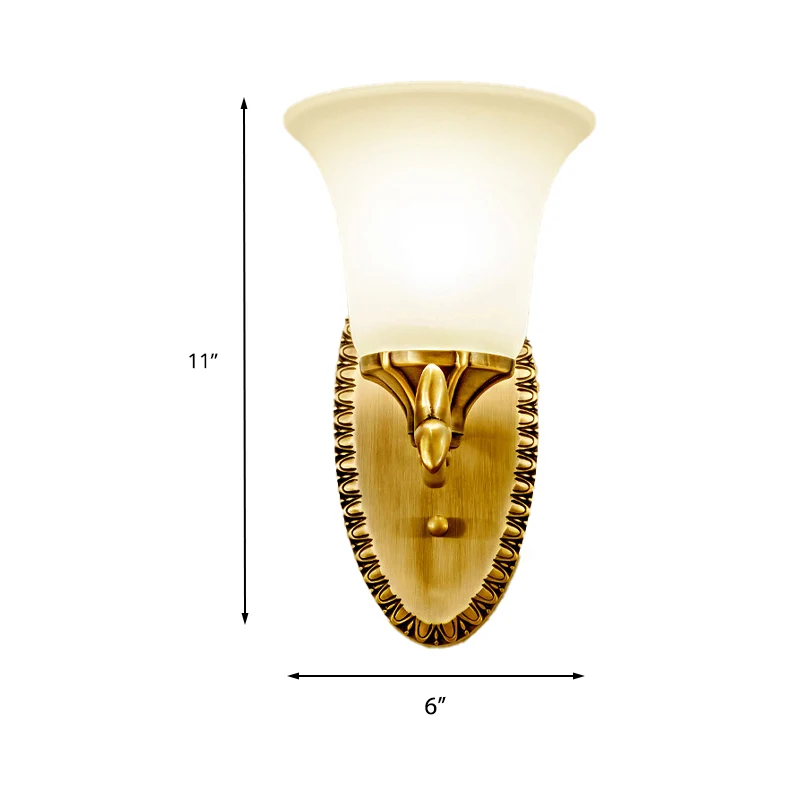Matglas messing wandkandelaar bel 1/2-lamp vintage wandlamp met elliptische achterplaat voor studie Clearhalo