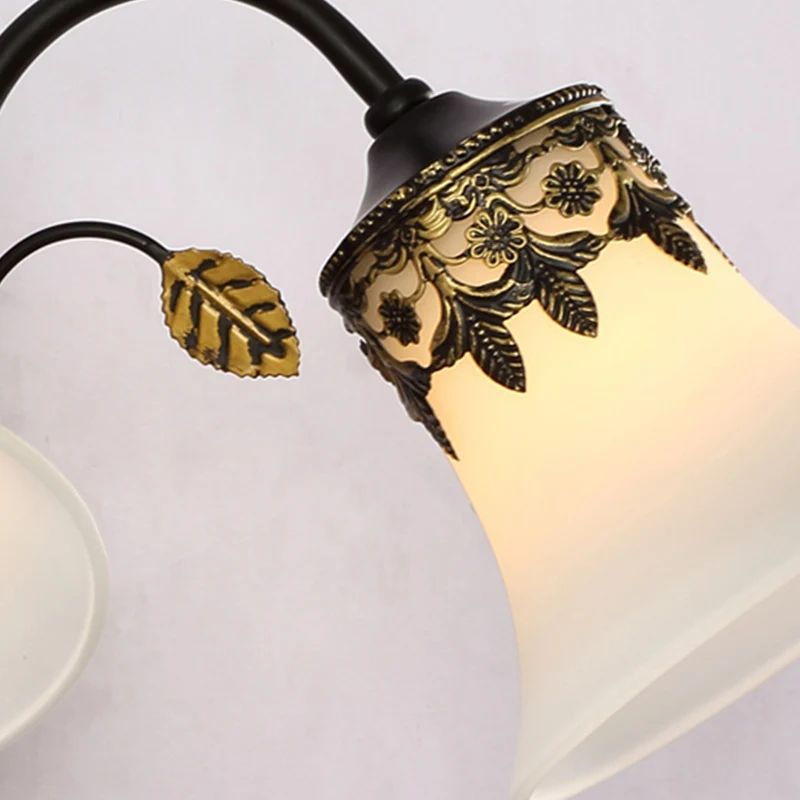 Matglas zwarte wandkandelaar bel 1/2-licht vintage wandmontage lichtarmatuur met gebogen arm voor foyer Clearhalo