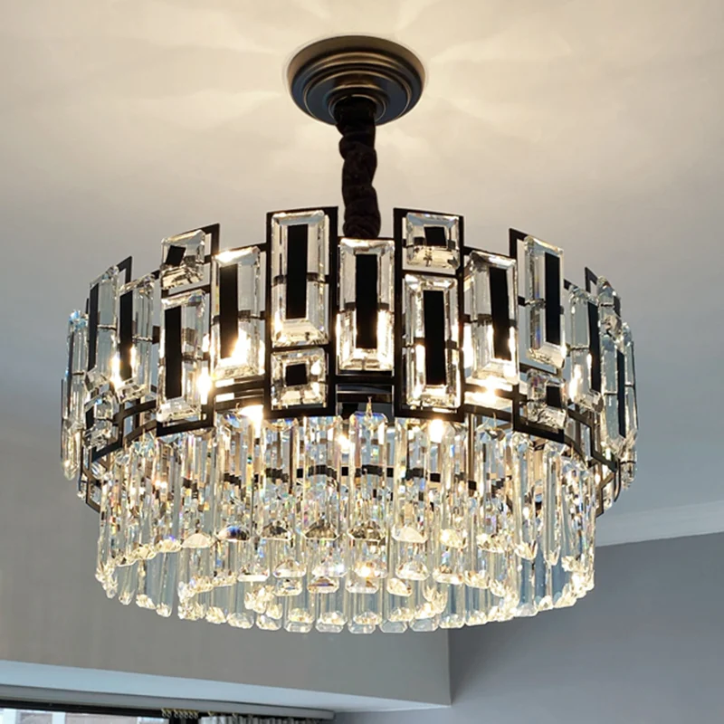 Meerlaagse ronde hangende kroonluchter Moderne K9 kristallen hanglamp voor woonkamer Clearhalo