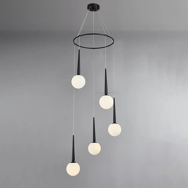 Melkachtig glazen bolcluster hangende hanglamp moderne stijl met metalen ringtop Clearhalo