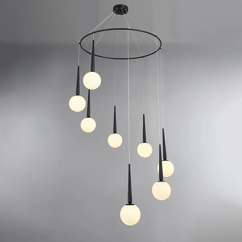 Melkachtig glazen bolcluster hangende hanglamp moderne stijl met metalen ringtop Clearhalo