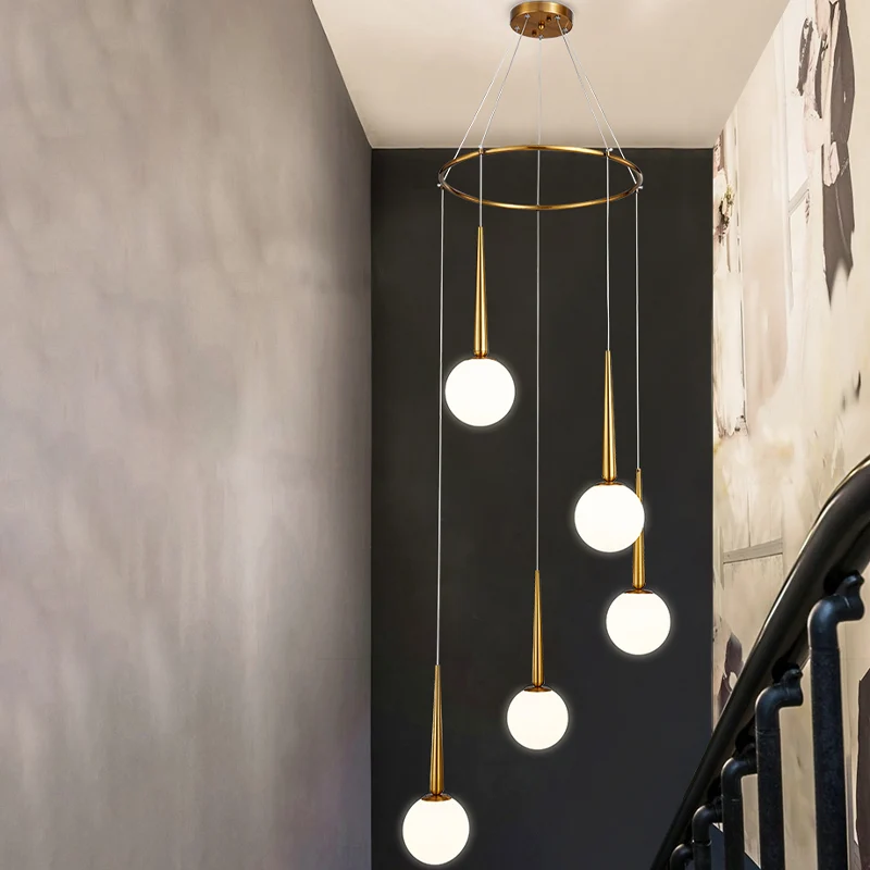 Melkachtig glazen bolcluster hangende hanglamp moderne stijl met metalen ringtop Clearhalo