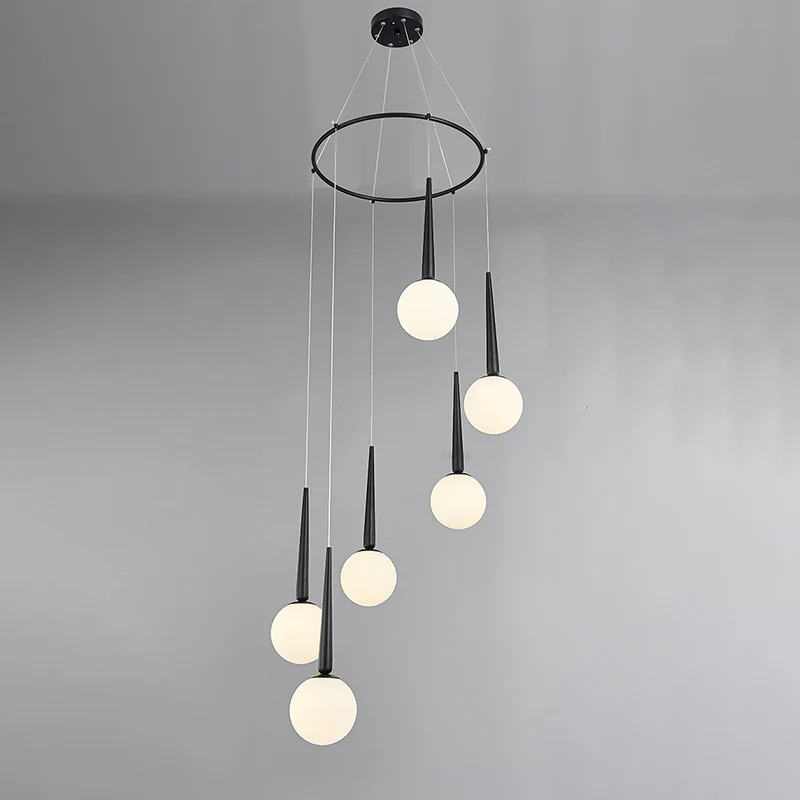 Melkachtig glazen bolcluster hangende hanglamp moderne stijl met metalen ringtop Clearhalo