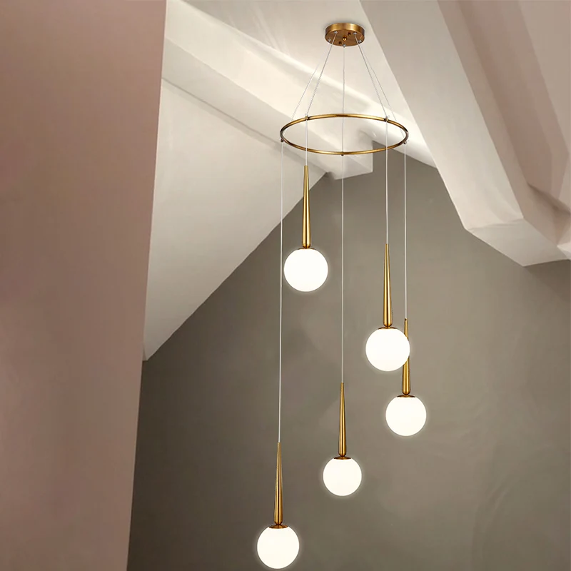 Melkachtig glazen bolcluster hangende hanglamp moderne stijl met metalen ringtop Clearhalo