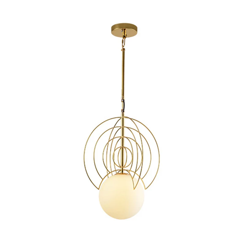 Melkglazen bol hanglamp met draadring 1 kop Hedendaagse hanglamp goud voor hotel Clearhalo