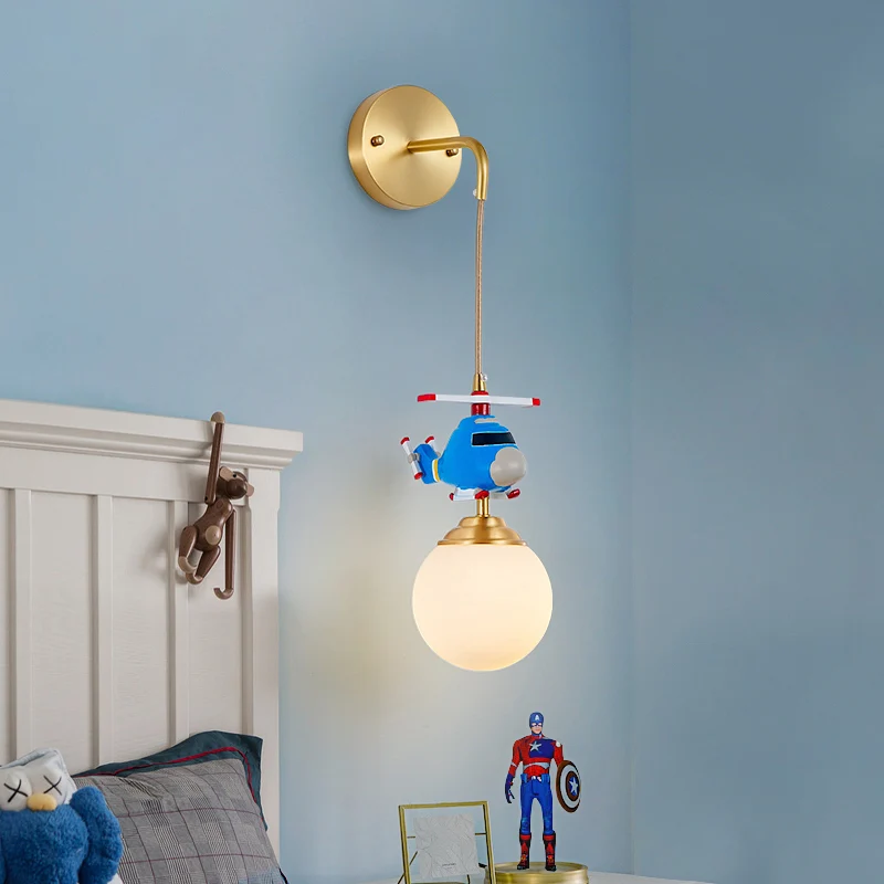 Melkglazen bol wandhanglamp postmodern 1-lamps gouden wandlamp met helikopterdeco Clearhalo
