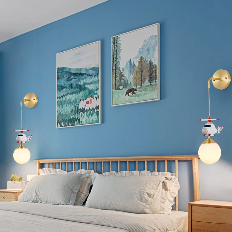 Melkglazen bol wandhanglamp postmodern 1-lamps gouden wandlamp met helikopterdeco Clearhalo