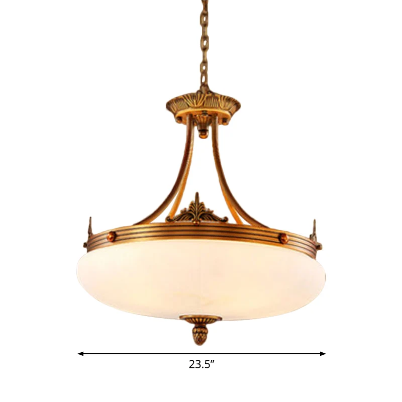 Messing 4/5/6 lampen hanglamp traditioneel wit glas ovale hangende plafondlamp voor woonkamer Clearhalo