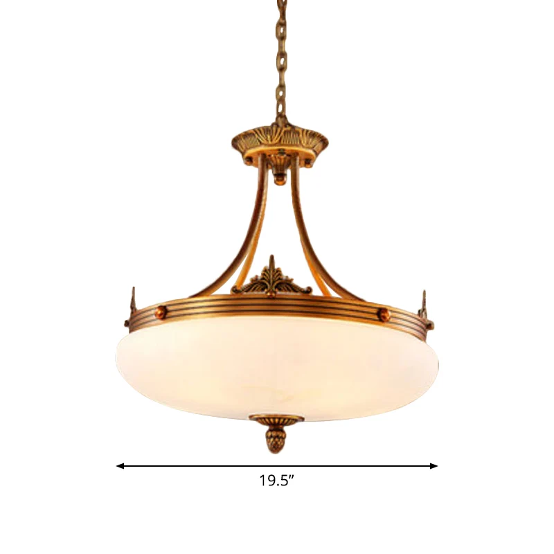 Messing 4/5/6 lampen hanglamp traditioneel wit glas ovale hangende plafondlamp voor woonkamer Clearhalo