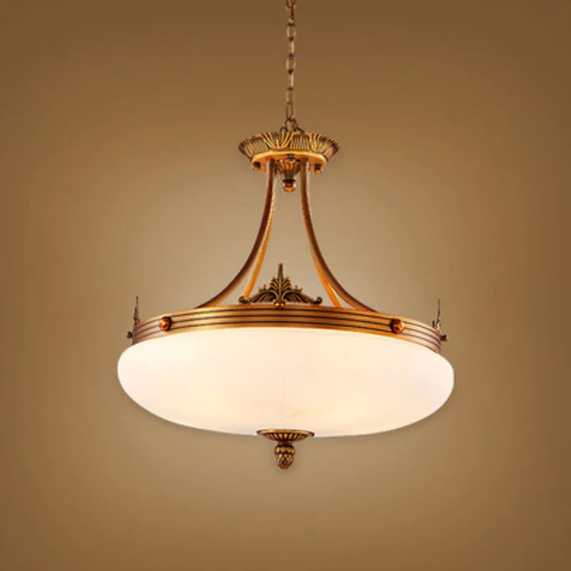Messing 4/5/6 lampen hanglamp traditioneel wit glas ovale hangende plafondlamp voor woonkamer Clearhalo