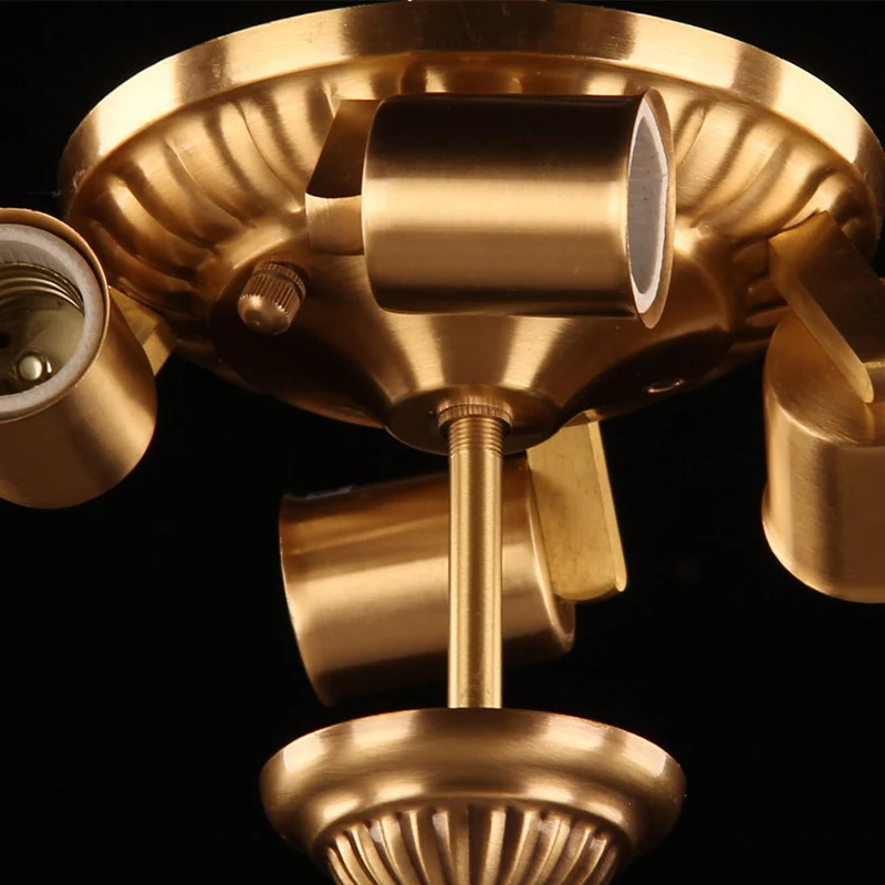 Messing 4-lichts semi-inbouw kroonluchter traditionele gebogen matglazen koepel plafondmontage licht voor woonkamer Clearhalo