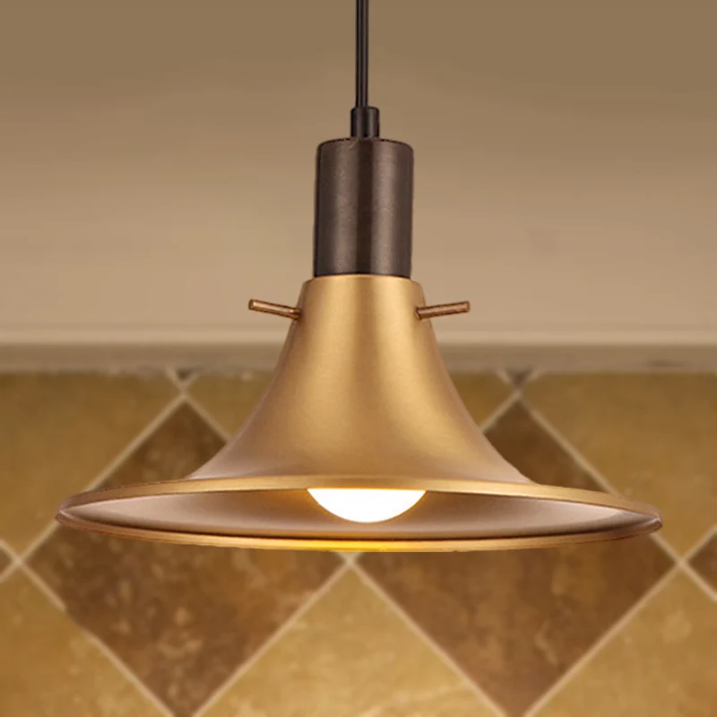 Messing afwerking 1 licht hangende verlichting industriële stijl metalen uitlopende schaduw hangend licht Clearhalo
