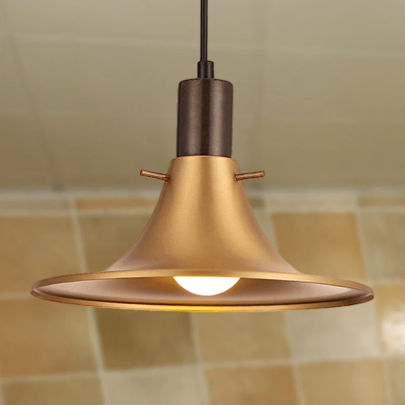 Messing afwerking 1 licht hangende verlichting industriële stijl metalen uitlopende schaduw hangend licht Clearhalo