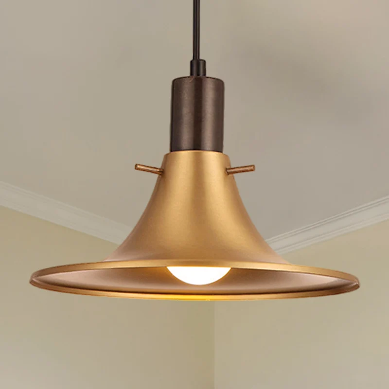 Messing afwerking 1 licht hangende verlichting industriële stijl metalen uitlopende schaduw hangend licht Clearhalo