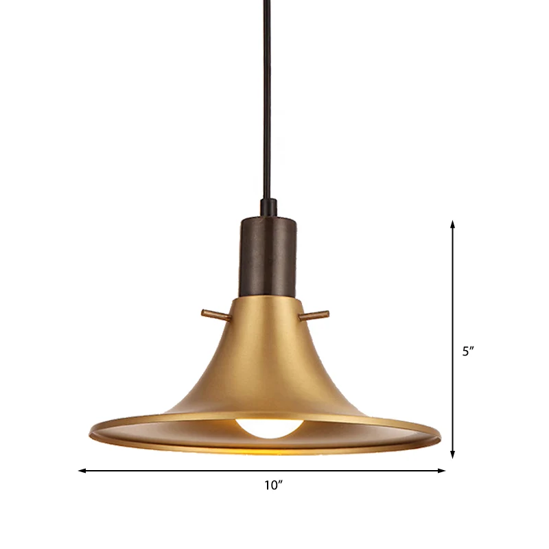 Messing afwerking 1 licht hangende verlichting industriële stijl metalen uitlopende schaduw hangend licht Clearhalo