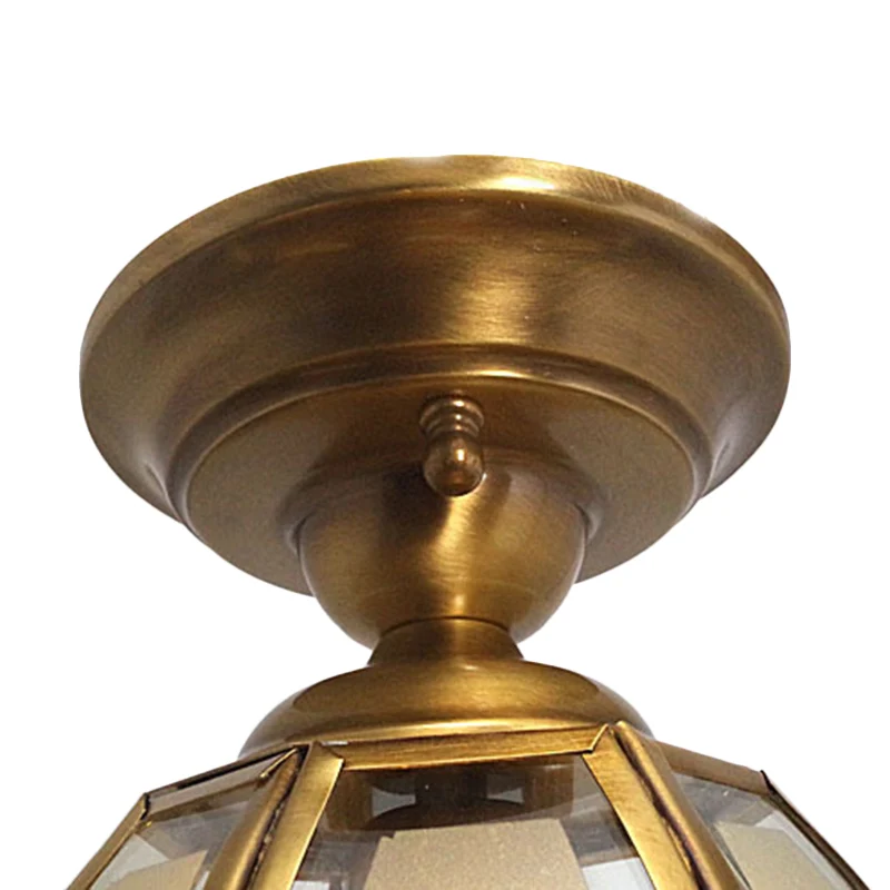 Messing beker semi-inbouwlamp traditioneel matglas 1 lamp plafondmontagelamp voor woonkamer Clearhalo