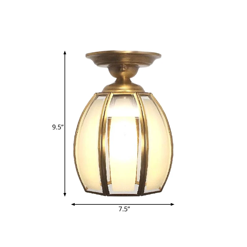 Messing beker semi-inbouwlamp traditioneel matglas 1 lamp plafondmontagelamp voor woonkamer Clearhalo