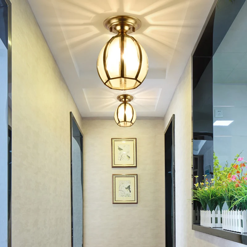 Messing beker semi-inbouwlamp traditioneel matglas 1 lamp plafondmontagelamp voor woonkamer Clearhalo