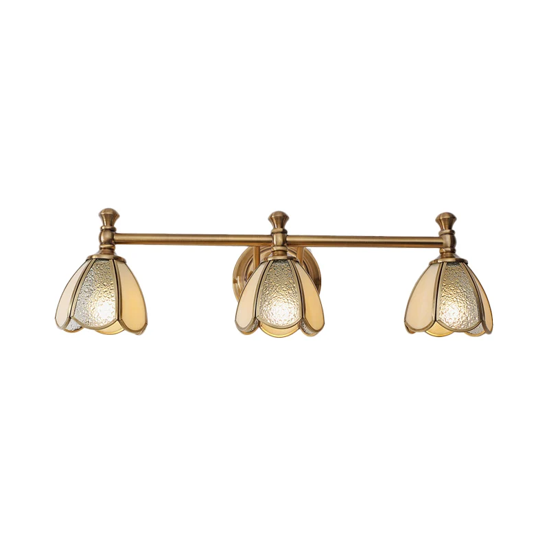 Messing bloemenijdelheid verlichtingsarmatuur traditionele metalen 2/3 lichten badkamer wandkandelaar Clearhalo