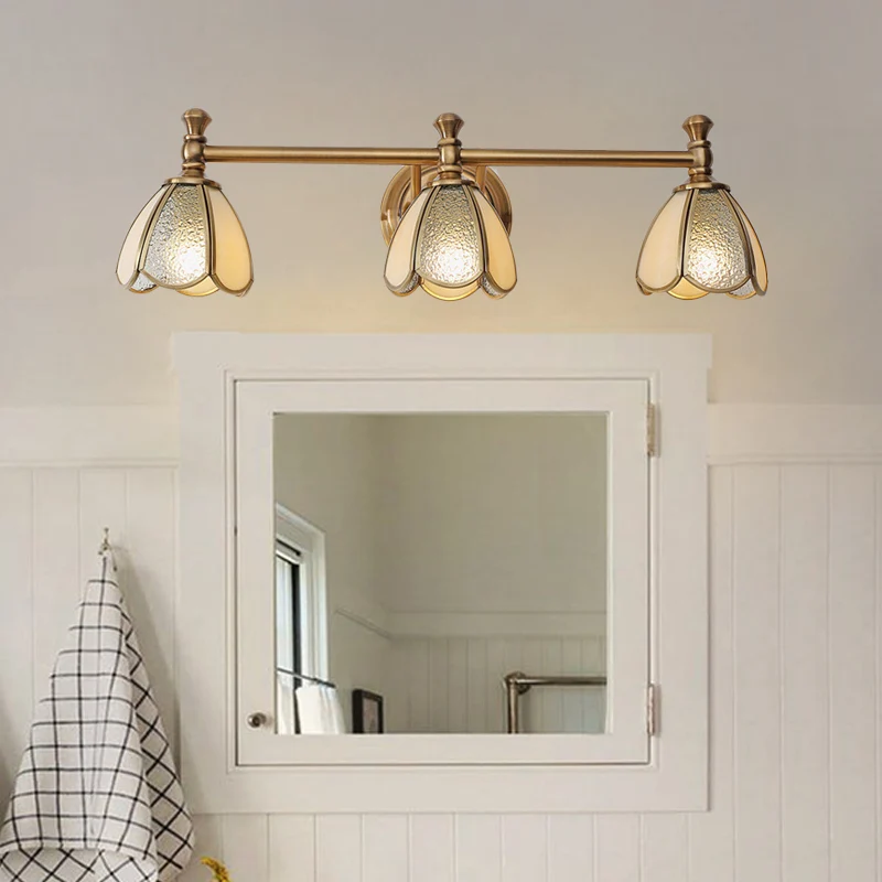 Messing bloemenijdelheid verlichtingsarmatuur traditionele metalen 2/3 lichten badkamer wandkandelaar Clearhalo