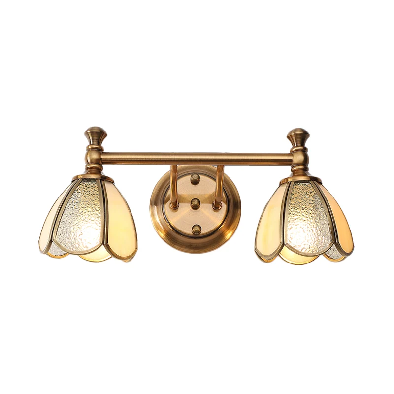 Messing bloemenijdelheid verlichtingsarmatuur traditionele metalen 2/3 lichten badkamer wandkandelaar Clearhalo