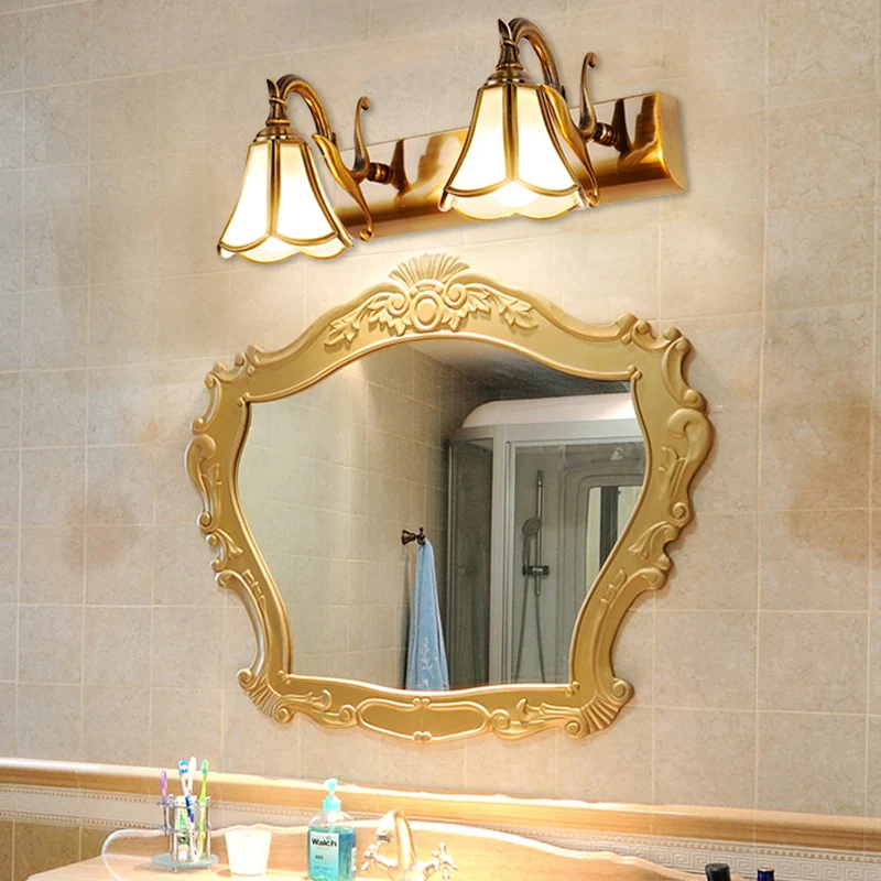 Messing Bloom Vanity Light Armatuur Vintage Metal 1/2/3 Heads Badkamer Wandmontage Verlichting Clearhalo