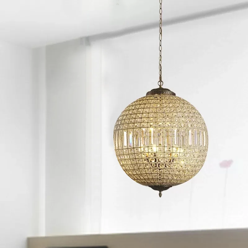 Messing bolvormige kroonluchter verlichtingsarmatuur hedendaagse 1/3 lichten kristallen hanglamp Clearhalo