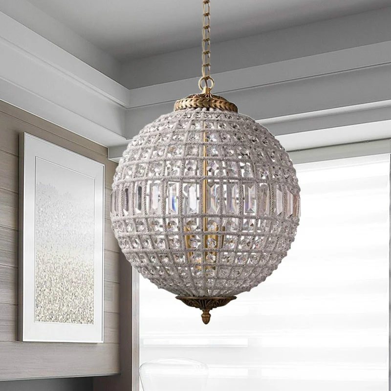 Messing bolvormige kroonluchter verlichtingsarmatuur hedendaagse 1/3 lichten kristallen hanglamp Clearhalo