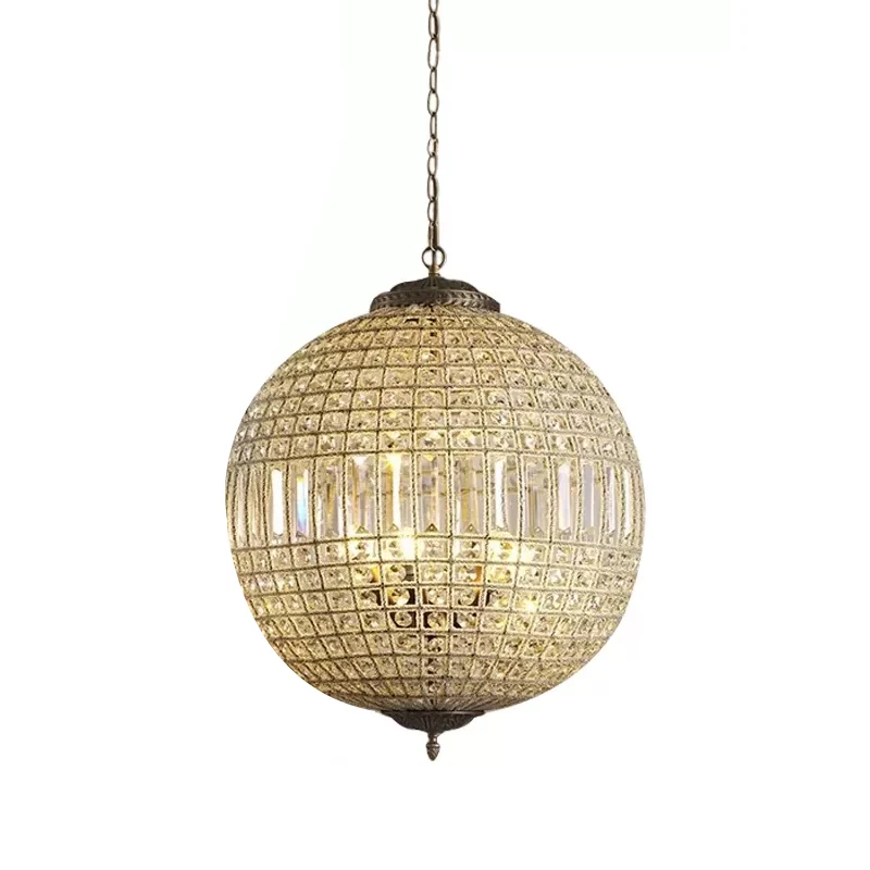 Messing bolvormige kroonluchter verlichtingsarmatuur hedendaagse 1/3 lichten kristallen hanglamp Clearhalo