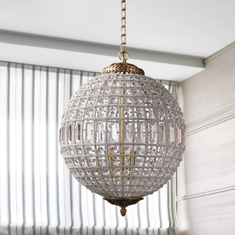 Messing bolvormige kroonluchter verlichtingsarmatuur hedendaagse 1/3 lichten kristallen hanglamp Clearhalo